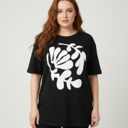 Μπλούζα Plus Size με Abstract Leaf Print – Σε Δύο Χρώματα