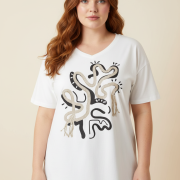 Μπλούζα Plus Size με Abstract Print – Διαθέσιμη σε Δύο Χρώματα