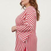 Μπλούζα Plus Size με Κάθετες Ρίγες – Κόκκινο Λευκό