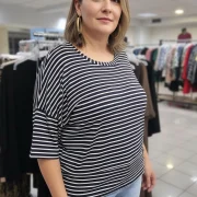 Μπλούζα Plus Size με Οριζόντιες Ρίγες – Μπλε & Λευκό