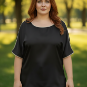 Μπλούζα Plus Size Δίχρωμη με Contrast Trim – Minimal Chic Style