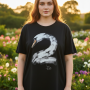 Μπλούζα Plus Size με Swan LOVE Print – Μοντέρνα & Statement