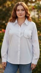 Πουκάμισο Plus Size με Στρας Τρέσα – Κομψότητα, Λάμψη & Premium Αισθητική