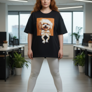 Μπλούζα Plus Size Μαύρη με Dog Print – Fun & Μοντέρνα