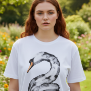Μπλούζα Plus Size Λευκή με Swan LOVE Print – Ρομαντική & Μοντέρνα