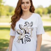 Μπλούζα Plus Size με Abstract Print – Διαθέσιμη σε Δύο Χρώματα
