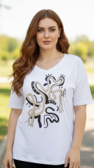 Μπλούζα Plus Size με Abstract Print – Διαθέσιμη σε Δύο Χρώματα