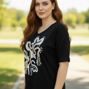 Μπλούζα Plus Size με Abstract Print – Διαθέσιμη σε Δύο Χρώματα
