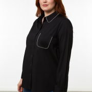 Πουκάμισο Plus Size με Στρας Τρέσα – Κομψότητα, Λάμψη & Minimal Πολυτέλεια