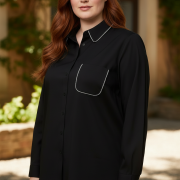 Πουκάμισο Plus Size με Στρας Τρέσα – Κομψότητα, Λάμψη & Minimal Πολυτέλεια