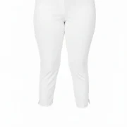 Λευκό Ελαστικό Παντελόνι Plus Size με Λάστιχο & Ανοίγματα – Pull‑On Fit