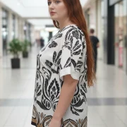 Λευκή Μπλούζα με Boho Print – Plus Size Chic & Άνεση