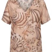 Σατέν Μπλουζάκι με Μπεζ‑Καφέ Print – Plus Size Chic & Καλοκαιρινή Αίσθηση