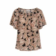 6. Product Short Description Μπλουζάκι 100% rayon με leaf print. Plus size εφαρμογή, άνετο και ιδανικό για chic και καλοκαιρινές εμφανίσεις.