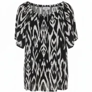 Μπλουζάκι 100% Rayon με Μαύρο‑Λευκό Print – Plus Size Chic & Άνεση