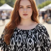 Μπλουζάκι 100% Rayon με Μαύρο‑Λευκό Print – Plus Size Chic & Άνεση