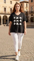 Graphic Cotton Tee Plus Size σε Δύο Χρώματα – Casual & Street Style