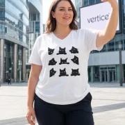 Βαμβακερή Μπλούζα σε Δύο Χρώματα με Cat Print – Άνετη & Casual