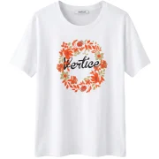 Βαμβακερή Μπλούζα Vertice με Floral Στεφάνι – Λευκό & Μαύρο