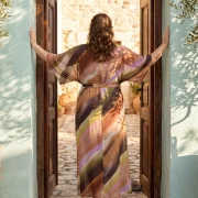 Φορέματα για Γάμο Plus Size – Πολύχρωμο Φόρεμα με Ζώνη & Elegant Γραμμή